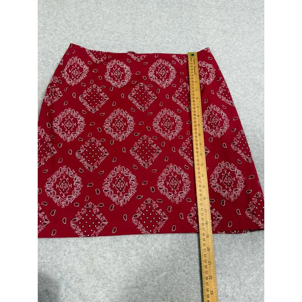 Y2K Sonoma Womens Size 10 Red Bandana Print Mini Skirt